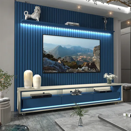 Rack Com Painel Ripado Para Tv Até 85 Polegadas Led 3 Ig
