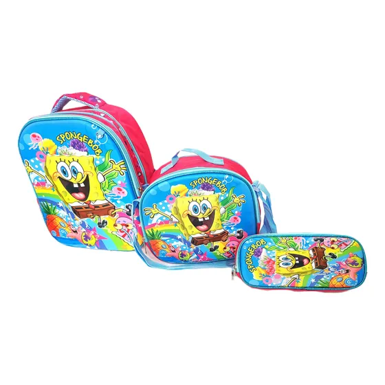 Mochila De Bob Esponja Para Kínder Combo 3 Piezas Mochila Lonchera Y Colorera