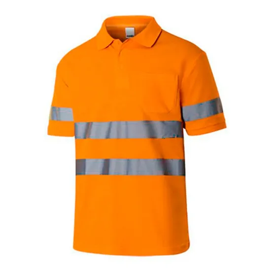 Remera Polo Dry Manga Corta Reflectivo Naranja