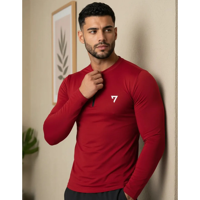 Camisa Térmica Masculina Segunda Pele Manga Longa Com Zíper Vermelho G Camisa Térmica Masculina Segunda Pele Manga Longa Com Zíper Vermelho G