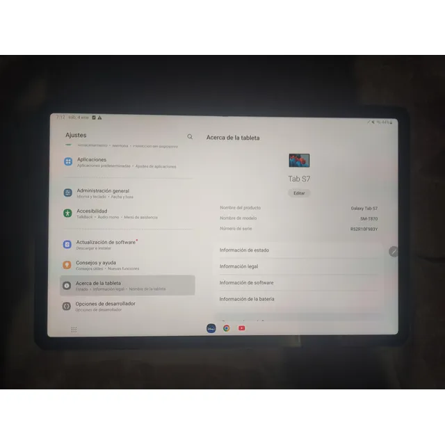 Tableta Samsung Galaxy Tab S7 Con Lápiz Capacitivo - 256 Gb