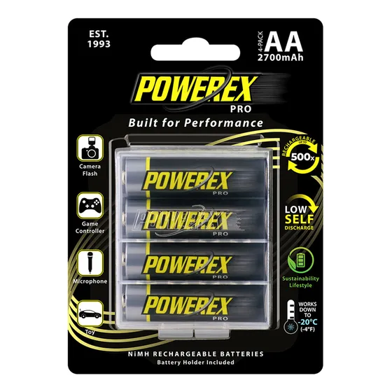 Set De 4 Baterías Recargables Aa 2700mah Mhraa4pro Powerex