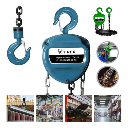 Pro Talha Manual 1 Tonelada Com Corrente 3 Metros Com Freio