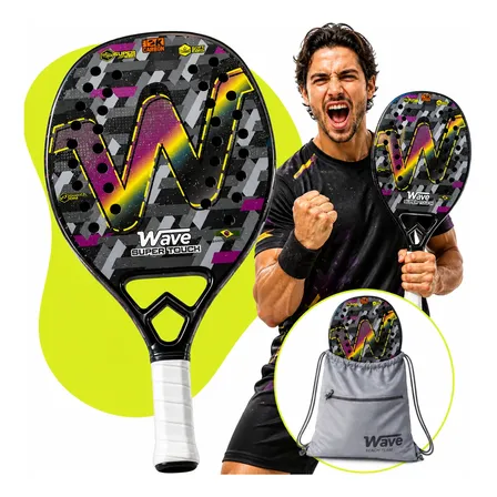 Raquete Beach Tennis Wave Super Touch Praia 3k Carbono Preto/cinza