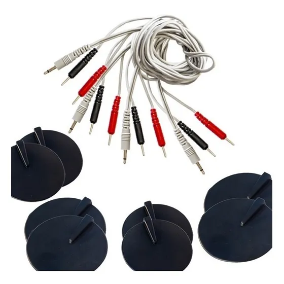 Kit 4 Cables + 8 Electrodos P/ Equipos De Cec O Sveltia