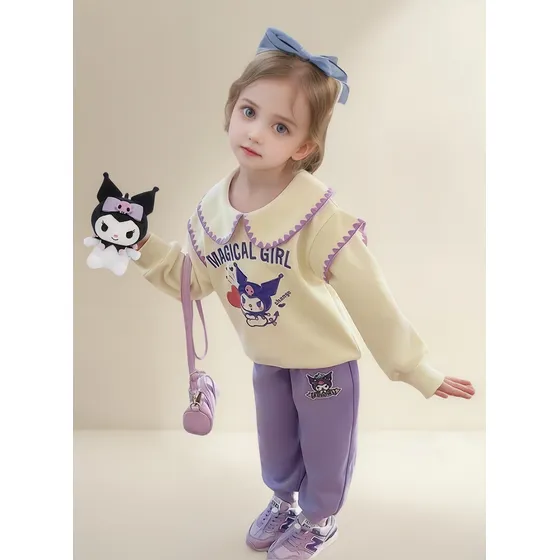 Conjunto  Niños Con Estampado For Kuromi Ropa Lila Sudadera