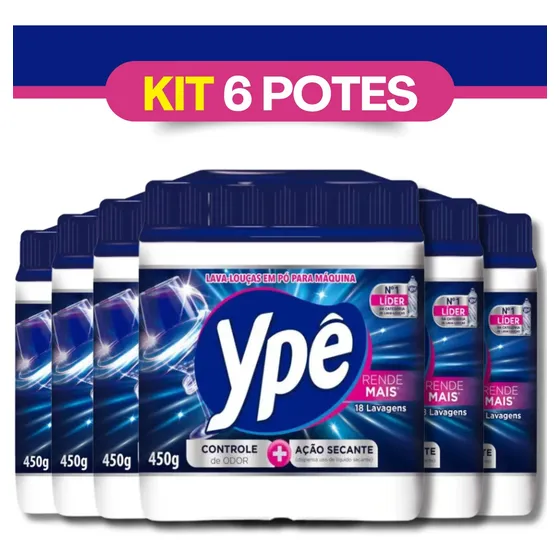 Kit 6 Sabão Detergente Máquina De Lavar Louça Em Pó 450g Ypê
