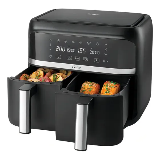 Freidora De Aire Oster Dual 7,6l Ckstaf7mcddf Color Negro | Cuotas sin interés