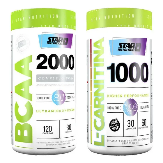 Quemador L Carnitina 1000 + Bcaa 2000 Star Nutrition Sabor Sin Sabor