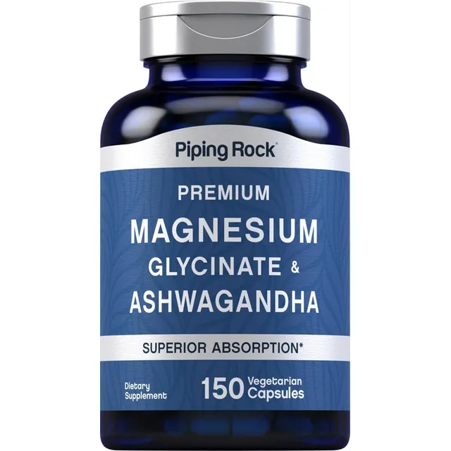 Piping Rock Glicinato De Magnesio Y Ashwagandha 150 Cápsulas