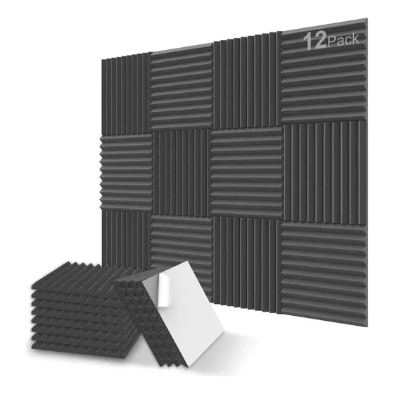 Kit 12 Paneles 30x30x2.5 Espuma Acústica Autoadhesiva Cuña Foam Negro Esponja Acustica Espuma Calidad Profesional Paneles Acusticos Panel Aislante Acústico Envio Gratis