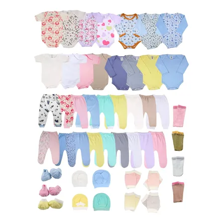 Kit 30 Pçs Enxoval Bebes Roupas Para Recem Nascido Atacado Azul - Menino M