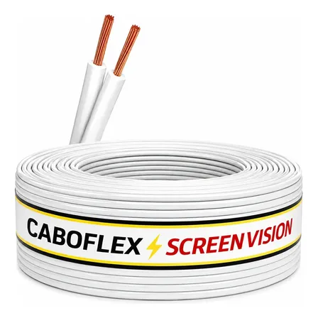 Fio Paralelo 2,5mm Cabo Duplo 2x2,5mm Rolo 100 Metros Elétrico 750v Cor Branco Marca Screen Vision