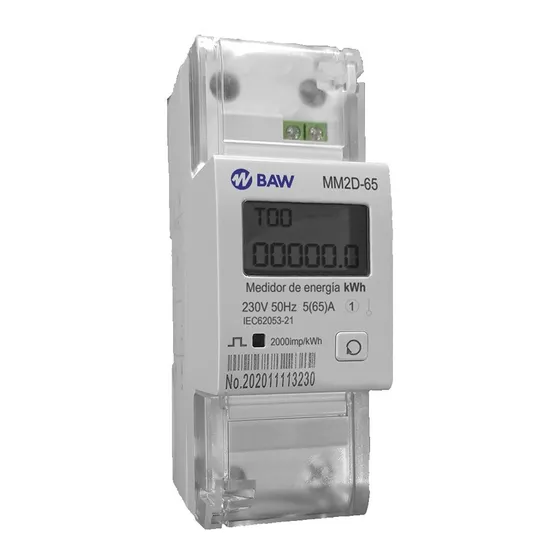 Medidor luz monofásico consumo riel din Baw con reset MM2D-65