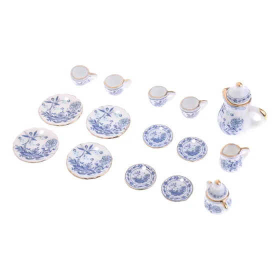 De Chá De Porcelana Em Miniatura 1:12 Com Pires E Bule