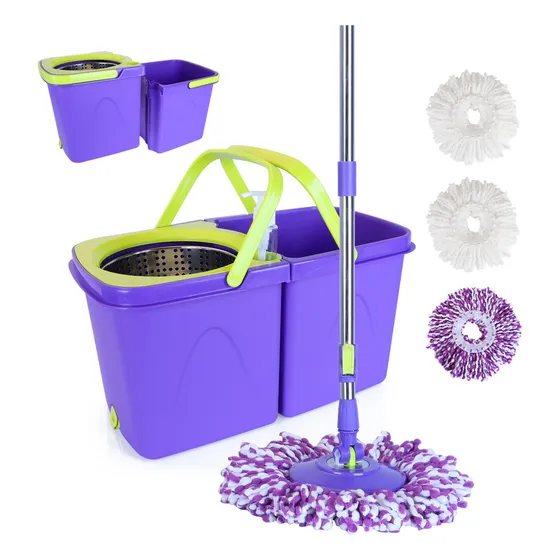 Cubeta Ahorrativa Mop Con Exprimidor Incluido De Microfibra Color Violeta