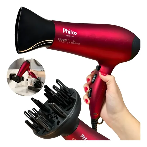 Secador De Cabelos 2200w Difusor Profissional + Brinde