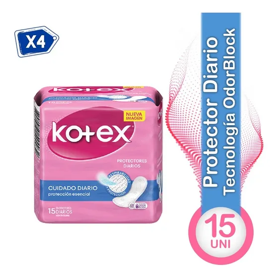 Protectores Diarios Femeninos 4 X 15 Und Kotex 