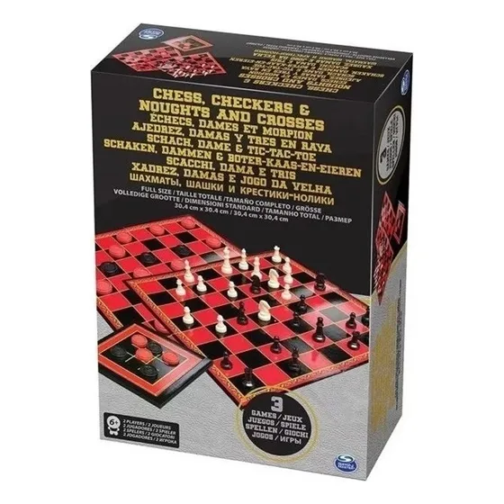 Juego De Mesa 3 En 1 Ajedrez Damas Tres En Raya Spin Master
