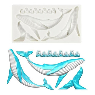 Un Molde De Silicona Para Fondant Con Ondas De Ballena Azul- Un Molde De Silicona Para Fondant Con Ondas De Ballena Azul-