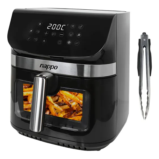 Freidora Sin Aceite Nappo Digital 1800w 9l Visor + Pinza