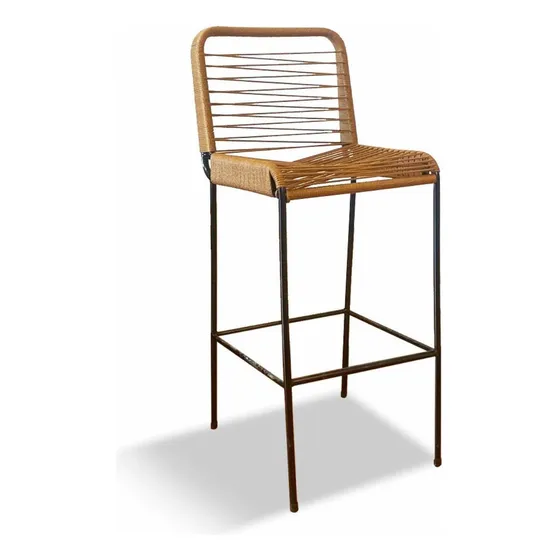 Banquetas Tulum Altas Para Barra O Desayunador Color Beige De Simil Yute X1 Unidad