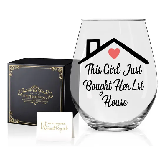 Vaso Vino Caja Regalo Inauguracion Casa Para Hermana Amiga