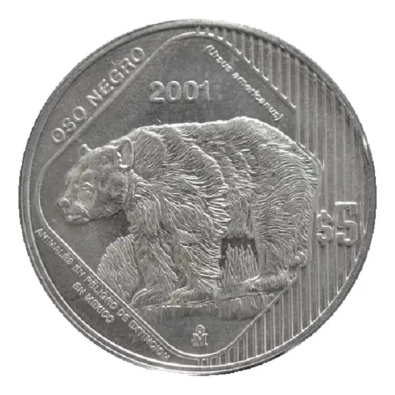 Onza Plata 2001 Oso Negro Serie Animales En Peligro De Extin