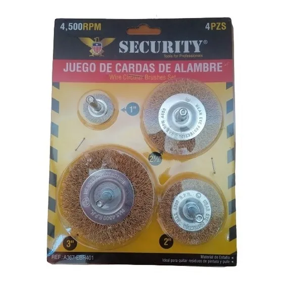 Kit 4 Cepillo De Alambre Para Taladro Vastago 1/4