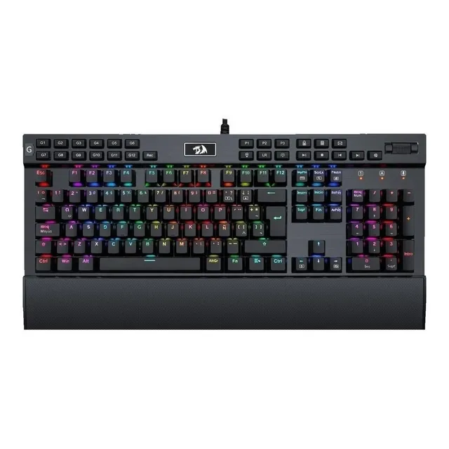 TECLADO GAMER REDRAGON YAMA QWERTY OUTEMU PURPLE ESPAÑOL LATINOAMÉRICA COLOR NEGRO CON LUZ RGB