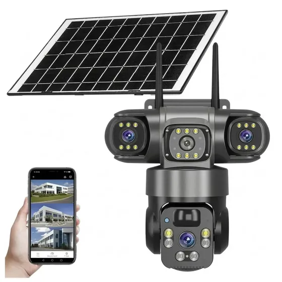 Cámara de Seguridad WiFi EOLAND Solar PTZ para Exterior con Triple Lente