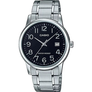Reloj Casio Mtpv002 Hombre Acero Negro Fechador Correa Plateado Bisel Plateado Fondo Negro Mtp-v002d-1b Reloj Casio Mtpv002 Hombre Acero Negro Fechador Correa Plateado Bisel Plateado Fondo Negro Mtp-v002d-1b