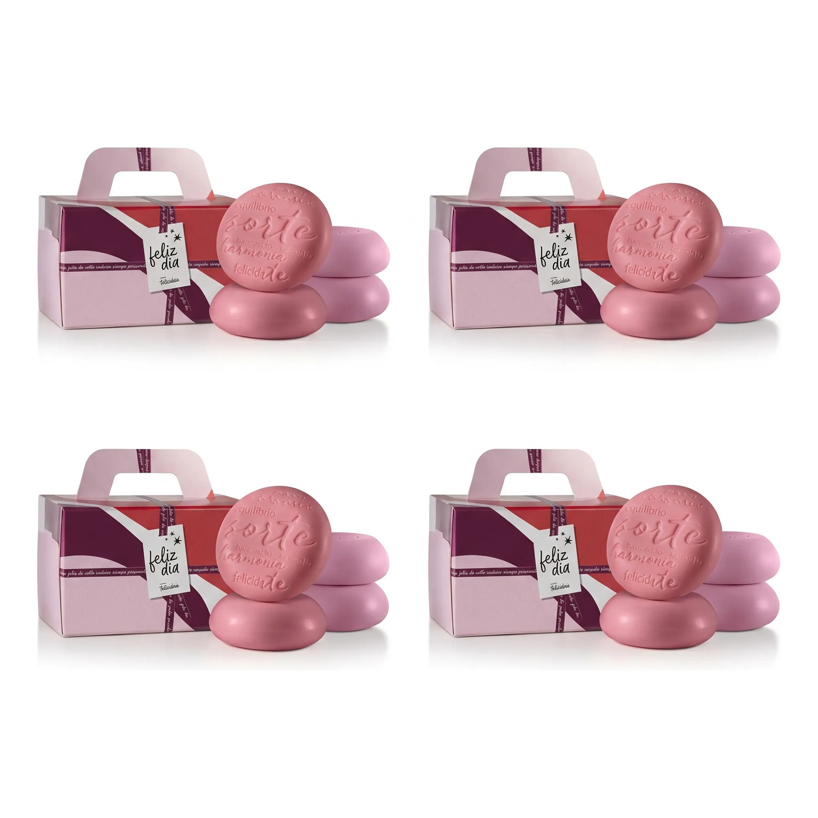 Kit 4 Caixas Com 4 Unidades Sabonetes Prosperidade 90g + 4 Sacolas Presente P Kit 4 Caixas Com 4 Unidades Sabonetes Prosperidade 90g + 4 Sacolas Presente P