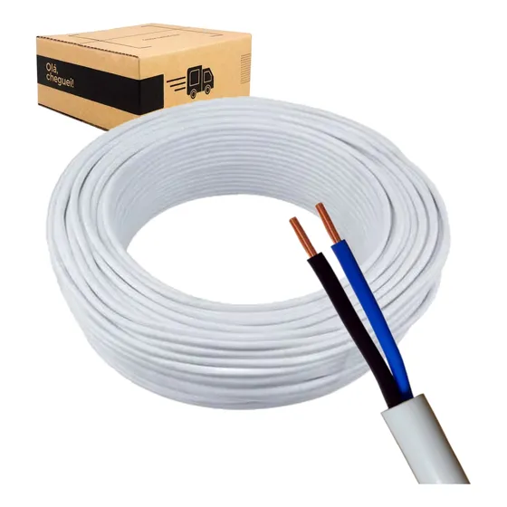 10 Metros Cabo Comando Pp 2 Vias 1,5mm Rolo Branco Ou Preto