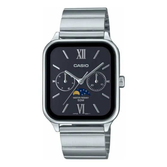 Relógio Casio Fases Da Lua Preto - Original Mtp-m305d-1a2v