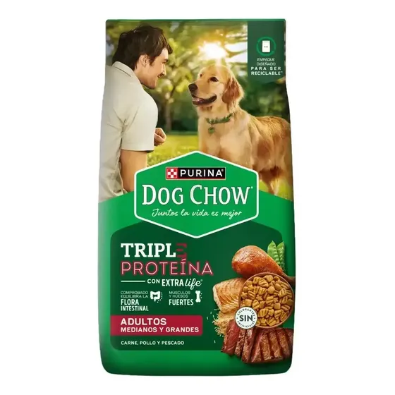 Alimento para perro Adulto Mediano Grande Triple Proteína 15 Kg Dog Chow