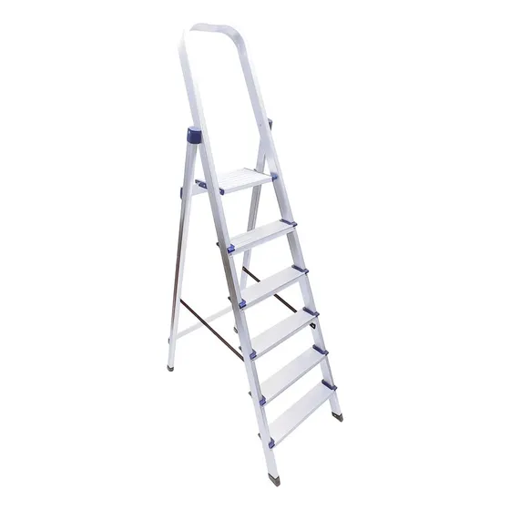 Escalera De Aluminio 6 Escalones Lh-1669 Color Plateado
