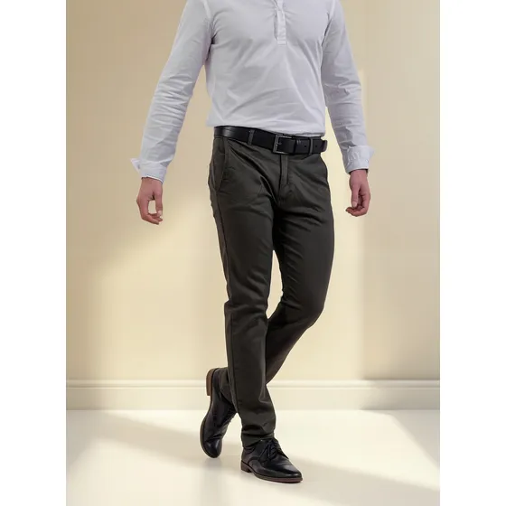 Pantalón Hombre C026 Jeans Corte Chino Gabardina Tiro Alto
