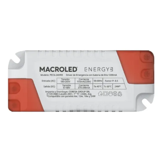 Driver De Emergencia Compatibles Paneles 6w A 24w Macroled