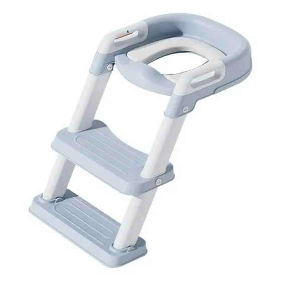 Escalera Adaptador Entrenamiento Inodoro Asiento Para Niños Color Azul Claro Lisa