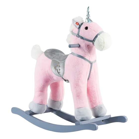 Caballo Mecedor Mega Baby Con Sonido Unicornio Peluche Color Unicornio Rosa