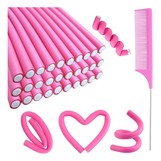 30 Rulos De Pelo Con Peine Varillas Flexi Set De Rizadores 30 Rulos De Pelo Con Peine Varillas Flexi Set De Rizadores