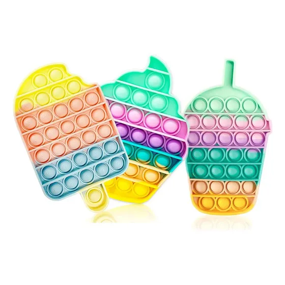 W Juego De 3 Piezas Pop Fidget Reliver Estrés Popis Rainbow