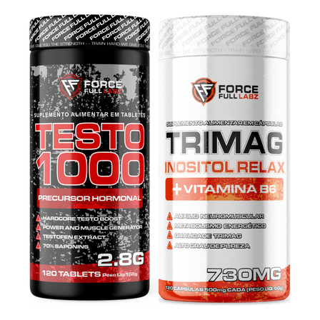 Kit Testo 1000 Pré Hormonal Testofen, Boro, Zinco, Zma 120 Tabs + Tri Magnesio 120 Caps Trimag® Inositol, Vit B6 Kit Testo 1000 Pré Hormonal Testofen, Boro, Zinco, Zma 120 Tabs + Tri Magnesio 120 Caps Trimag® Inositol, Vit B6