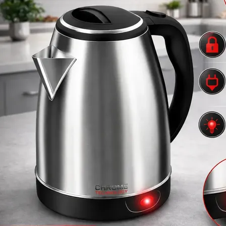 Chaleira Elétrica 1.8 Litros Em Inox Automática Aquecimento Rápido Segura