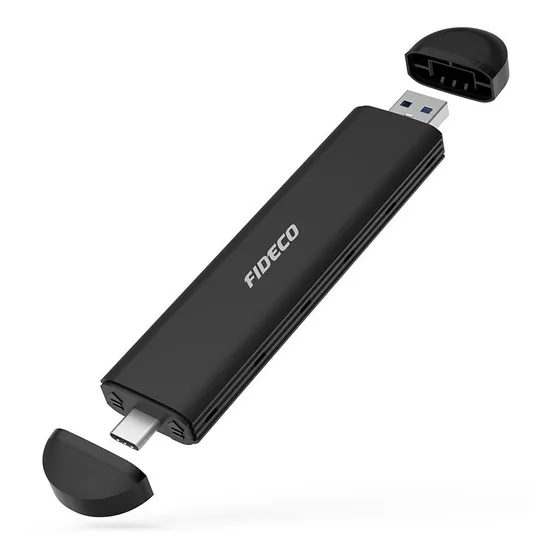 Carry Disk Case M2 Ssd Nvme Sata Dual Usb C + Usb 3.2 Fideco