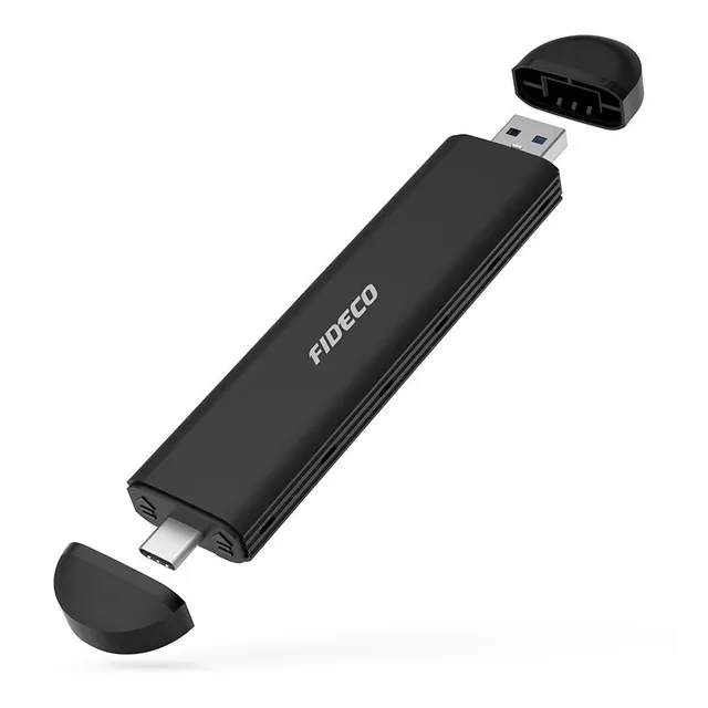 Carry Disk Case M2 Ssd Nvme Sata Dual Usb C + Usb 3.2 Fideco