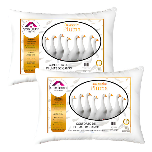Kit 2 Travesseiros Macios Brancos Casa Laura Enxovais Pluma De Ganso Sintético Premium Hip... Kit 2 Travesseiros Macios Brancos Casa Laura Enxovais Pluma De Ganso Sintético Premium Hip...