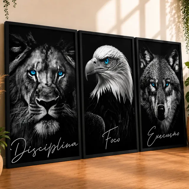Quadros Decorativos Execução Disciplina Foco Leão Escritório Abstrato