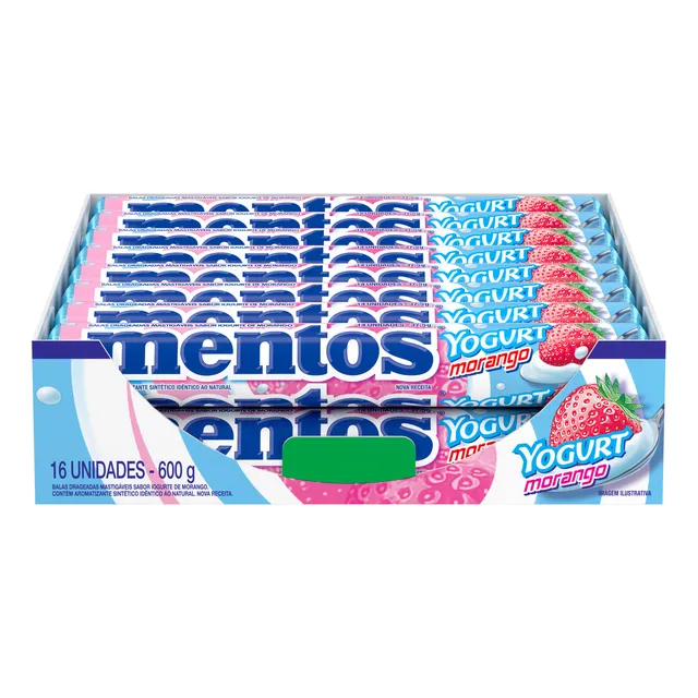 Drops Mentos Tubo C/16un Escolha O Sabor (1 Display) Sabor Yogurt De Morango